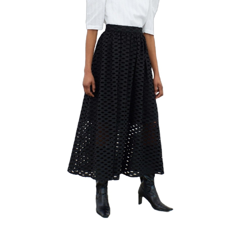 Mara Hoffman Cecelia Black Eyelet Skirt Size 8